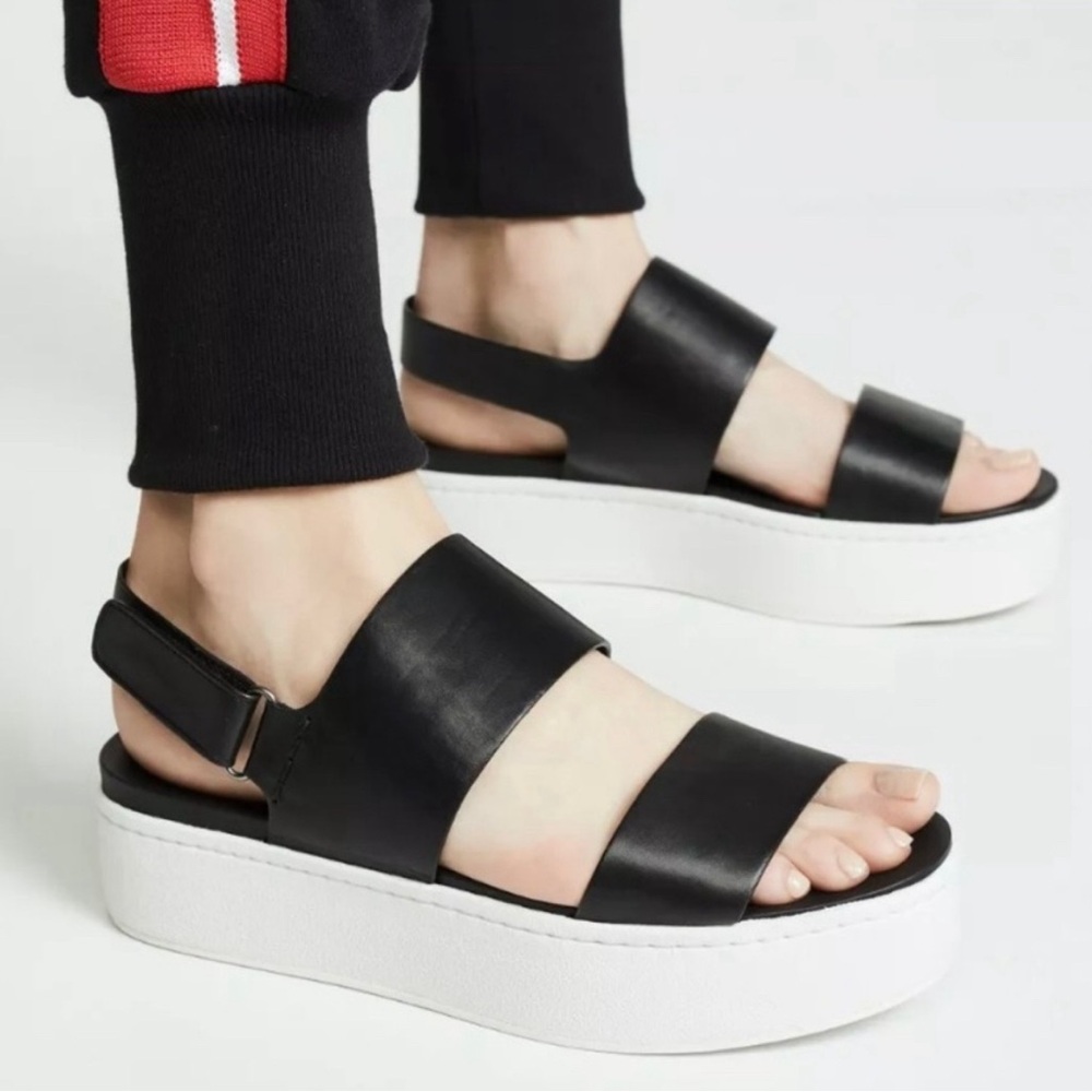 Brand New Vince Platform Black & White Leather Sandal
